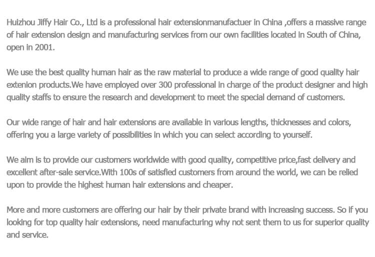 Human hair weft extensions factory jiffyhair