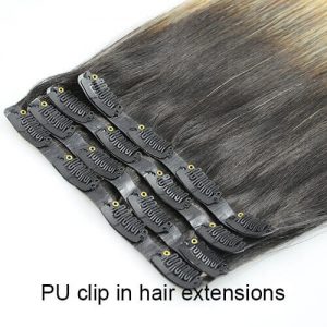 PU clip in hair extensions